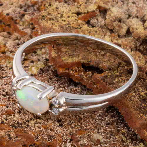 *WATERLILY WISHES STERLING SILVER AUSTRALIAN SOLID WHITE OPAL RING *WATERLILY WISHES STERLING SILVER AUSTRALIAN SOLID WHITE OPAL RING